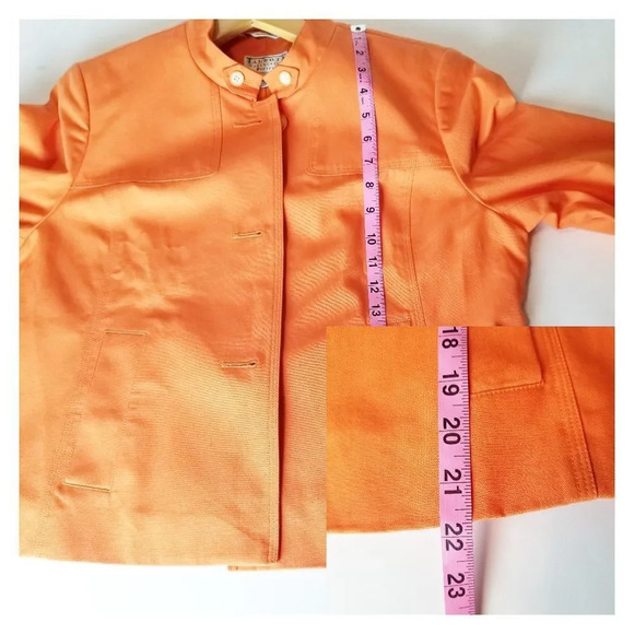 Talbots Collection Orange Italian Fabric‎ Cotton Button Down Jacket Size 14P - Picture 9 of 11